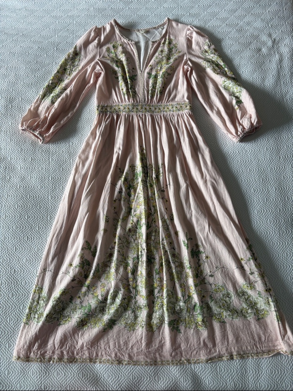 Blush Pink Floral Max Studio Maxi Linen Blend Dress